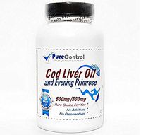 Cod Liver Oil Concentrate 500mg and Evening Primrose 500mg // 100 Capsules // Pure // by PureControl Supplements