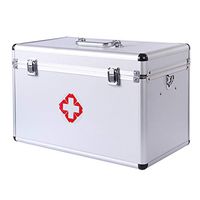 HMANE First Aid Box Multi-Grid Partition Emergency Medicine Case Household Multi-Purpose Medicine Storage Box Holder Aluminium Alloy Carrying Case - 15 Inch