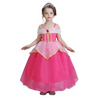 Driuankeji Girls Tulle Dress Floor Length Gown Dress Princess Dress Wedding Bridesmaid Flower Girl Long Dress Hot Pink