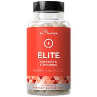 Elite Caffeine with L-Theanine – Jitter-Free Focused Energy Pills – Natural Nootropic Stack for Smart Cognitive Performance – 120 Soft Capsules