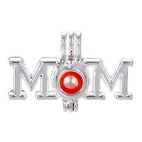 10pcs Silver MOM Mother's Day Pearl Cage Beads Cage Locket Pendant Jewelry Making-for Oyster Pearls, Essential Oil Diffuser, Fun Gifts (MOM)