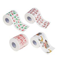 Fullyday Christmas Toilet Roll Paper, 4 Roll Household Santa Claus Toilet Tissue, Funny Home Roll Paper for Xmas Decor