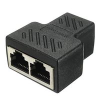 Gimax 1pcs 2 Port RJ45 Splitter Adapter LAN Network Ethernet Extender Connector Plug Lot Network 1 to 2 Ways Splitter Connector - (Color: Black)
