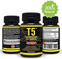 Natural T5 Thermogenic Fat Burner - Increases Energy and Metabolism Levels - 100% Organic and Safe Ingredients - Powerful Weight Loss Pills - Appetite Suppression Supplement 60 Veggie