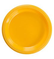 Exquisite 7 Inch. Yellow Plastic Dessert/Salad Plates - Solid Color Disposable Plates - 50 Count