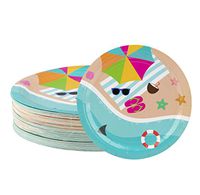 Disposable Plates - 80-Count Paper Plates, Summer Beach Party Supplies for Appetizer, Lunch, Dinner, and Dessert, Kids Birthdays, 9 x 9 inches