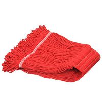 Looped End Wet Mop Head,Commercial Mop Head–Heavy Duty Cotton String Mop Refills,6 Inch Universal Headband, Mop Head Replacement for Home, Industrial and Commercial Use-Red（1 Pack）