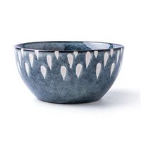 Bowl Ceramic Grain Folk culture bowl Student 5-inch Rice Folk culture bowl Nordic Style Fruit Salad Breakfast Folk culture bowl Cooking & Dining (Color : Blue, Size : 12.9 6.3cm) Household tableware