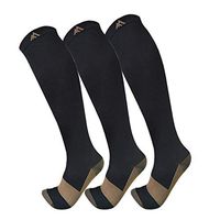 Copper Compression Socks for Men & Women(3 Pairs),15-20mmHg is Best Stockings for Running,Nurses,Athletic,Medical,Pregnancy,Travel-Boost Performance, Blood Circulation & Recovery(Black,Small/Medium)