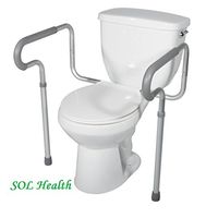 SOL Health Toilet Support Rail Frame Grab Bars | Adjustable Handicap Assist Elderly Disabled Bathroom