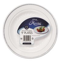 WNA - Masterpiece Plastic Dinnerware, White/Silver, 9", 10/Pack RSM91210WSPK (DMi PK