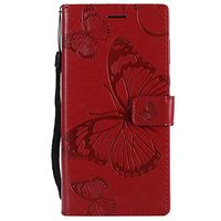 Sony Xperia L1 Case, Lomogo Leather Wallet Case with Kickstand Card Holder Shockproof Flip Case Cover for Sony Xperia L1 - LOKTU21701 Red