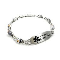 My Identity Doctor - Medical Alert Bracelet for Women with Engraving - 5mm Steel, Glass - Black - Wrist Size 6.25 Inch