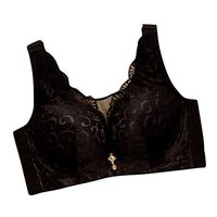 Theoylos Womens Bra Full Coverage Lace Bralette Ladies Wire Free Adjustable Straps Underwear Shockproof Seamless Bra Black