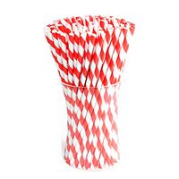 Paper Straws Diodegradable 200 Pack - Ystdom Red Stripe Paper Drinking Straws - Bulk Disposable Straws for Cocktail,Juices, Shakes, Smoothies, Gender Reveal Party Supplies