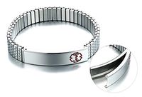 Mealguet Jewelry Stainless Steel Stretch Band OPENABLE Medical Alert ID Tag Identification Bracelets for Men,6.5"