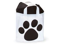 Pack Of 250, Piccolo Size 12 x 10 x 4" Paw Print Studio Bags Frosted Shopping Bags Made From 2.25 Mil Hd Plastic Made In Usa