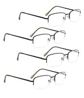 READING GLASSES 4 pack Metal Half-rim Readers (Black, 1.75)