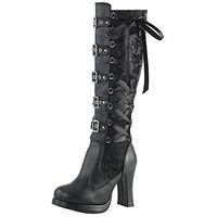 Halloween Cosplay Women's Boots Cross Tied Leather Knee-High Buckle Platform Boot Gothic Bows Shoes Costume Footwear