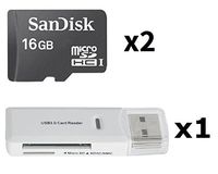2 PACK - SanDisk 16GB MicroSD HC Memory Card SDSDQAB-016G (Bulk Packaging) LOT OF 2 with USB 2.0 MicoSD & SD Memory Card Reader 