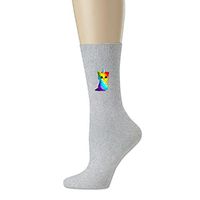 MAMAC NEW Unicorn Cat Rainbow Socks Cool Thick Padded Walking Crew Socks, Medium