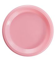 Exquisite Plastic Dessert/Salad Plates - Solid Color Disposable Plates - 50 Count … (10 Inch., Pink)