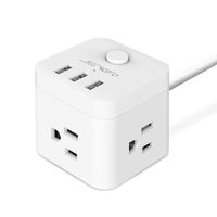 Power Strip Flat Plug, JSVER USB Power Strip, 4.92 Ft Extension Cord with 3 Outlets 3 USB Ports, power cube with usb for Travel, Home, Office, Phones, iPhone X/XS/XR, Tablets, Cruise Ship (White)