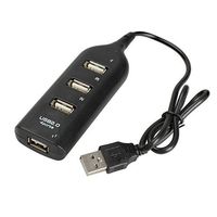 TYewa98556 4 Port Splitter USB 2.0 High Speed Black Mini Hub Socket Adapter for Laptop PC