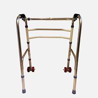 Jonigo Elderly Folding Walker Stainless Steel Patient Walker Four-Legged Cane Wheeled Walker