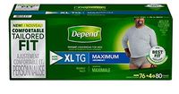 Depend FIT-Flex Incontinence Max Absorbency Underwear for Men, Extra Large 80-Count: Waist 44”-64”