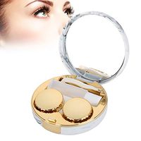 Qkiss Fashion Contact lenses Case Portable Soaking Box Plastic Marble Pattern Eye Care Kit Container(Yellow)