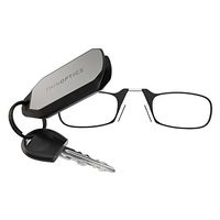 ThinOptics Keychain Case + Rectangular Reading Glasses, Black (Retail), +1.50