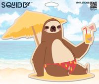 Squiddy Sloth Beach Cocktail - Vinyl Sticker Decal for Phone, Laptop, Water Bottle (3" Wide)