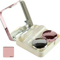 Contact Lens Case, Mini Portable Contact Lens Hard Stylish Case Kit with Mirror, Bottle, Tweezers & Container Holder for Travel & Home, Rose Pink