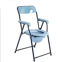 Zhong Foldable Black High Back Toilet Chair Pregnant Woman Toilet Seat Old Man Seat Chair with Toilet Bucket - Blue