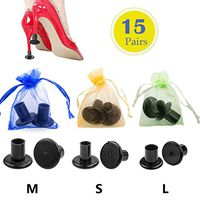 CBTONE 15 Pairs Heel Stoppers, Black High Heel Protectors, Heel Repair Caps Covers for Shoes, Small/Middle/Large - Perfect for Grass Weddings Outdoor Events
