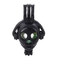 10pcs Black Pearl Cage Beads Cage Locket Pendant Jewelry Making Supplies-For Oyster Pearls, Essential Oil Diffuser, Fun Gifts (Music Skull)