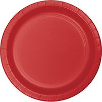 Creative Converting 240 Count Case Touch of Color Round Paper Dinner Plates, 9-Inch, Classic Red
