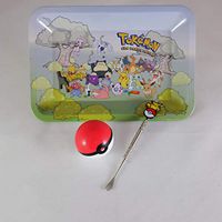 Tokemon Pokemon 420 Party Edition Small Metal Smoking Rolling Tray Bundle Kit Pikachu Stick Pokeball Silicone