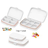 BSGB 2PCS Travel Pill Cases 6 Day Compact Waterproof Pill Boxes Moisture Proof Portable Purse Pill Organizer Case Holder Medicine Container with 6 or 4 Detachable Removable Compartments(White)
