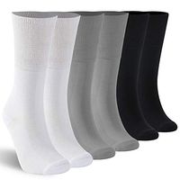 KitNSox Diabetic Cushion Socks Men's Women's Extra Large Cotton Loose Tops Wool Crew Seamless Diabetic Socks Tall 6 Pack Multicolor XL