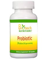 Biotech Nutritions Probiotic 24 Billion CFU Per Serving 60 Vegetable Capsules Made in USA