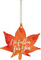 I've Fallen for You Leaf Autumn Orange 3 x 3 Wood Hanging Gift Wrap Charm Tag Set of 5