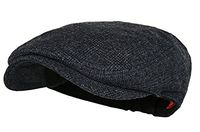 Wonderful Fashion Men's Classic Herringbone Tweed Wool Blend Newsboy Ivy Hat (Small/Medium, Charcoal)