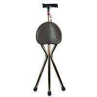 cane Hmhope Elderly Folding Walking Stick Seat with LED Light Wrist Strap Three Legged Adjustable Height