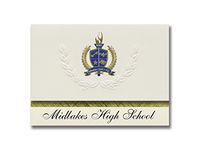 Signature Announcements Midlakes High School (Clifton Springs, NY) Graduation Announcements, Presidential style, Elite package of 25 with Gold & Blue Metallic Foil seal