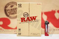 Bundle - 2 Items - Full Box Of AUTHENTIC Raw Rolling Paper 12 Rolling Machines 110 mm And Patriot Lighter