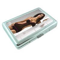Minnesota Pin Up Girls USA S11 Silver Cigarette Case Metal Wallet Id Holder King & 100's 4" X 2.75" RFID Protection