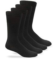 Carolina Ultimate Mens Non-Binding Diabetic Rib Dress Crew Socks 4 Pair Pack (Shoe Size: 9-13 / Sock Size: 10-13, Black)