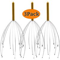 ANDALUS Scalp Massager, Handheld Head Scratcher, Gentle Beads, Stress Relief, Deep Relaxation (Gold, 3 Pack)